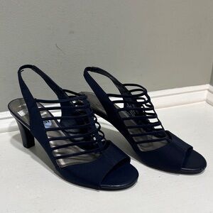 East 5th Neville Women's Navy Strappy Slingback Heels-6.5W